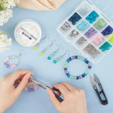 Mixed Glass Beads Kit with Scissors & Elastic Thread for DIY Jewelry