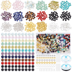Stone Beads Jewelry Making Kit with Metal Findings and Elastic Thread