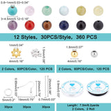 Stone Beads Jewelry Making Kit with Metal Findings and Elastic Thread