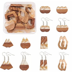 Resin & Walnut Wood Pendants for Earrings Making Kit