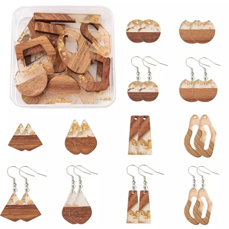 Resin & Walnut Wood Pendants for Earrings Making Kit