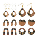 Resin Wood Earring Pendants Foil Teardrop Charms DIY Kit