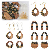 Resin Wood Earring Pendants Foil Teardrop Charms DIY Kit