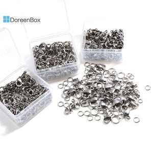Stainless Steel Lobster Clasp Jump Rings Silver for DIY Bracelets