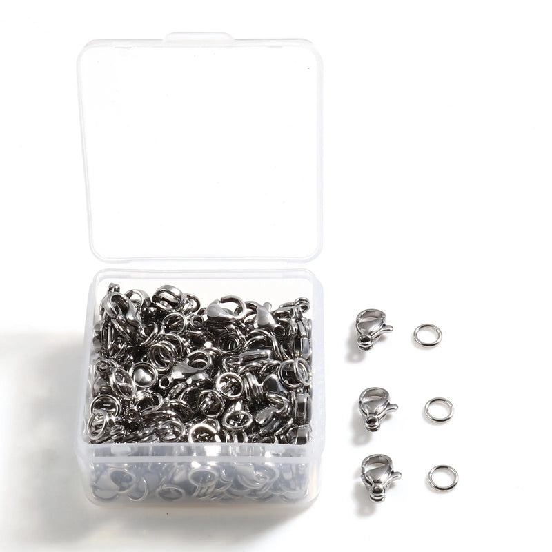 Stainless Steel Lobster Clasp Jump Rings Silver for DIY Bracelets