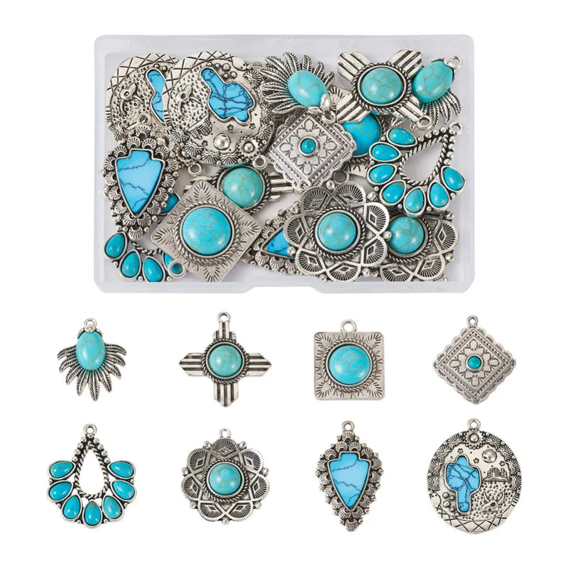 Synthetic Turquoise Stone Pendants for DIY Jewelry Making