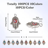 Tibetan Style Alloy Hand Pendants with Evil Eye Lampwork Bead Charms