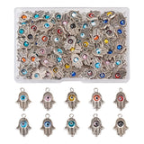 Tibetan Style Alloy Hand Pendants with Evil Eye Lampwork Bead Charms