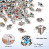 Tibetan Style Alloy Hand Pendants with Evil Eye Lampwork Bead Charms