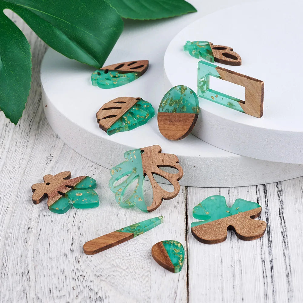 Geometric Leaf Charms Women Dangle Earrings Necklace Vintage Jewelry DIY