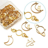 Matte Alloy Bezel Pendants DIY UV Resin Jewelry Mixed Shapes