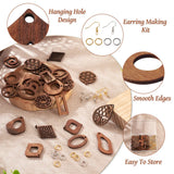 Walnut Wood Leaf Teardrop Earring Pendants with Hook Rings