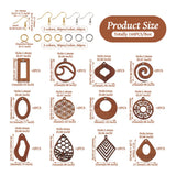 Walnut Wood Leaf Teardrop Earring Pendants with Hook Rings