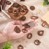 Walnut Wood Leaf Teardrop Earring Pendants with Hook Rings