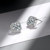 1CT 2CT Moissanite Diamond Ear Studs Earring Sterling Silver