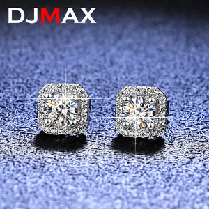 1CT 2CT Moissanite Diamond Ear Studs Earring Pass Diamond Test