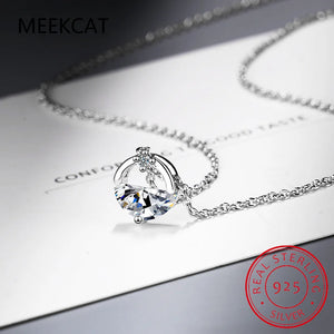 D Real Moissanite Pendant Necklace Lab Diamond S925 Sterling Silver Fine Jewelry