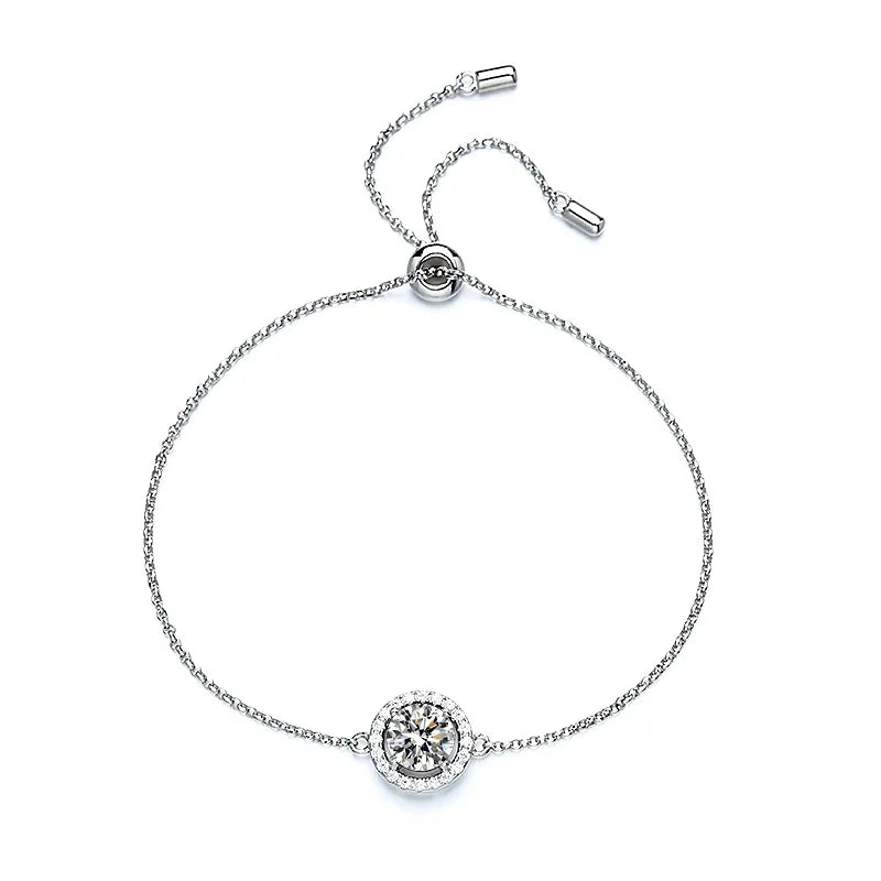 1CT Moissanite Bracelet 925 Sterling Silver Lab Diamond Bracelet Platinum Plated