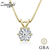 1CT Real Moissanite Six Claws Necklace 925 Silver Women Pendant