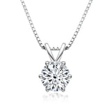 1CT Real Moissanite Six Claws Necklace 925 Silver Women Pendant