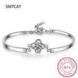 1Ct Moissanite Clover Bracelet 925 Silver Chain Charms For Women