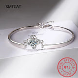1Ct Moissanite 4 Leaf Clover Bracelet 925 Silver Charms For Women