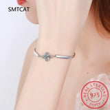 1Ct Moissanite Clover Bracelet 925 Silver Chain Charms For Women