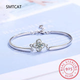 1Ct Moissanite Clover Bracelet 925 Silver Chain Charms For Women