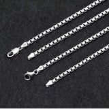 925 Sterling Silver Box Chain Necklace for Women Fine Jewelry
