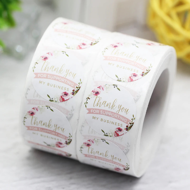 1Inch Floral Thank You Stickers Flowers Label For Wedding Envelope 500pcs