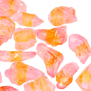 Pink & Yellow Titanium Coated Natural Rock Quartz Raw Rough Stone