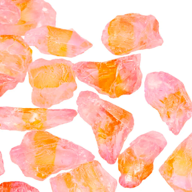 Pink & Yellow Titanium Coated Natural Rock Quartz Raw Rough Stone