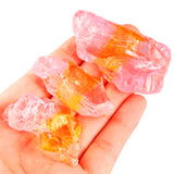 Pink & Yellow Titanium Coated Natural Rock Quartz Raw Rough Stone