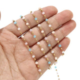 Stainless Steel Beaded Chain Clear Glass Crystal DIY Jewelry Making Supplies