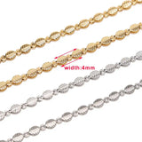 Stainless Steel Plated Leaves Chains 4mm Width