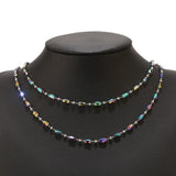 Stainless Steel Charm Crystal Glass Beaded Rosary Link Chains