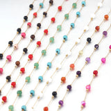 Natural Stone Beads with Stainless Steel Chains for DIY Jewelry Making