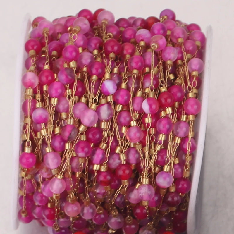 Natural Stone Beads with Stainless Steel Chains for DIY Jewelry Making