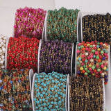 Natural Stone Beads with Stainless Steel Chains for DIY Jewelry Making
