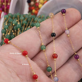 Natural Stone Beads with Stainless Steel Chains for DIY Jewelry Making