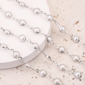 1M 6mm Pearl Chains Roll Eyeglasses Chain DIY Necklace Jewelry