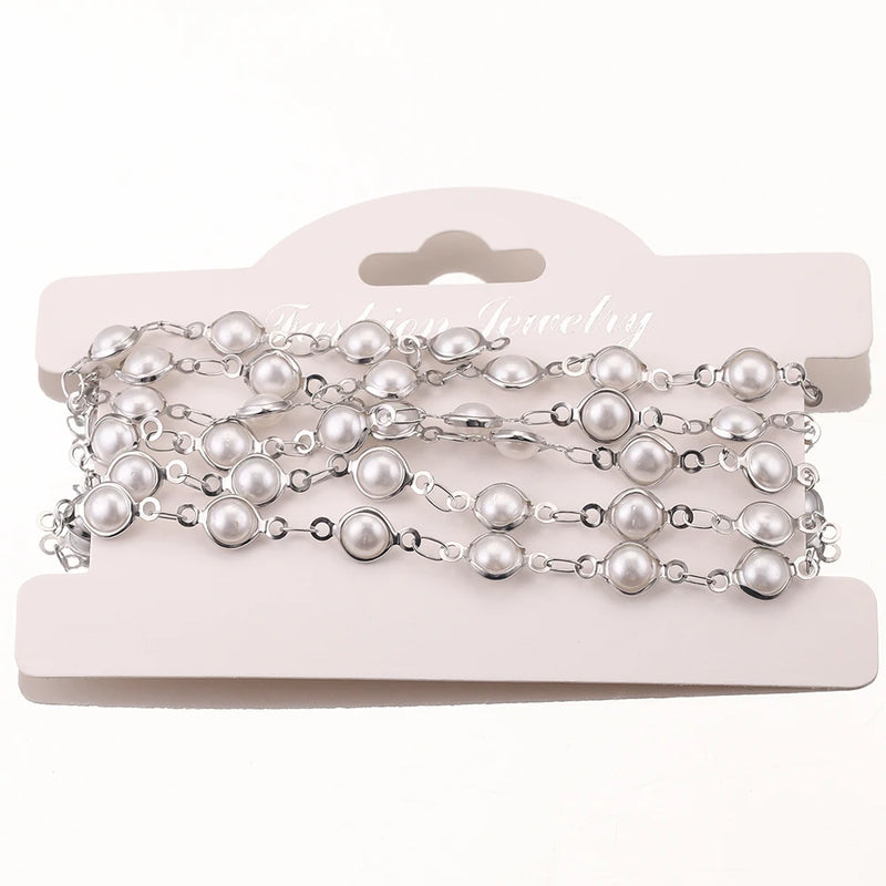 1M 6mm Pearl Chains Roll Eyeglasses Chain DIY Necklace Jewelry