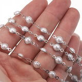 1M 6mm Pearl Chains Roll Eyeglasses Chain DIY Necklace Jewelry