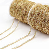 14K Plated Brass Cable Chain, Textured Oval Cross Link Chains