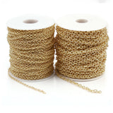 14K Plated Brass Cable Chain, Textured Oval Cross Link Chains