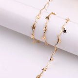 Curved Bar Chain w/ Star Charms Link Chain for DIY Bracelet Necklace
