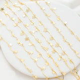 Curved Bar Chain w/ Star Charms Link Chain for DIY Bracelet Necklace
