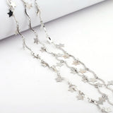 Curved Bar Chain w/ Star Charms Link Chain for DIY Bracelet Necklace