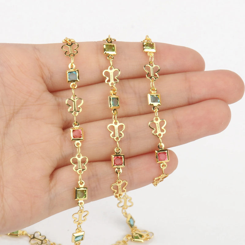 1M Stainless Steel Crystal Acrylic Beads Chains DIY Jewelry Making