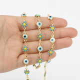 Stainless Steel Evil Eye Pearl Beads Chain for Jewelry Making